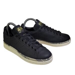 Adidas Stan Smith Black Snakeskin Trim Sneakers Womens Size 6.5